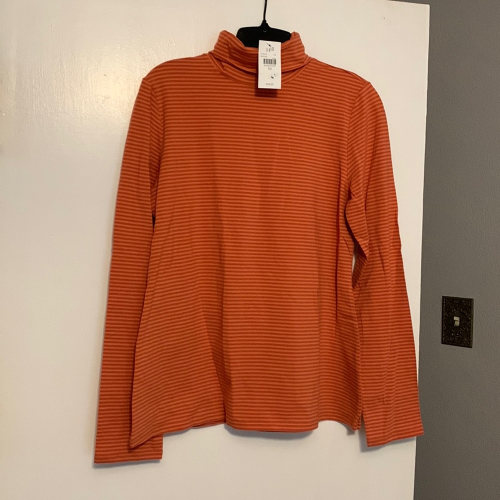 NWT- J.Jill Russet Stripe Tee (orangish/red). Size Medium.